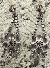 Antique Georgian Paste Dangle Earrings. 2.5 inches long