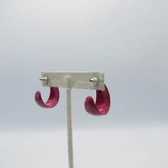 Pink Open Hoop Earrings Paint Splatter Funky Retro
