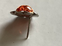 Vintage 925 Sterling Silver Baltic Amber Flower Petal Stud Post Earrings Cognac