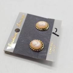 Vintage Gold-Tone Cameo Clip-On Earrings With Comfort Fit Backing .5 Inches