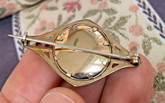 Victorian Jewellery SILB.DOUBLE Mourning Photo Pin Brooch Memento Mori c.1900