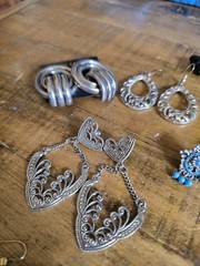 Vtg Retro Costume Lot Of 22 Clip On & Screw Back Rhinestone Earrings