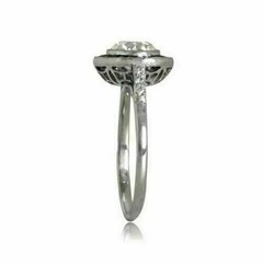 2.1CT Art Deco Style Round Lab-Created Diamond & Ruby Engagement 925 Silver Ring