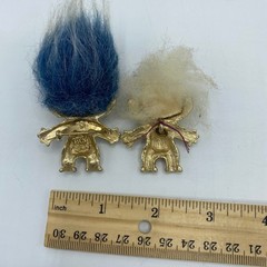 Vintage PAN ©1963 Troll Doll Brooch Pin Lot 2 Googly Eyes Blue & White Hair