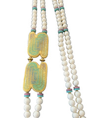 Japan Plastic Ceramic Beaded Double Strand Art Deco 1980’s Statement Necklace