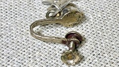 Taxco Silver Fish Dangle Earrings signed IP with Eagle Modernist Screw Back