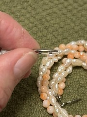 ESTATE TWISTED 3 GENUINE CORAL ORANGE AND PEARL NECKLACE SILVER TONE 16”