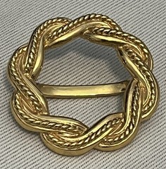 Vintage Gold Tone Circle Braided Wreath Scarf Ring
