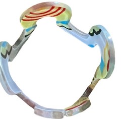 Lucite Wide Marbled Swirl Chunky Bangle Bracelet Vintage Lot of 2