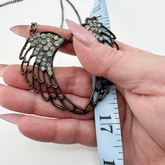Vintage Angel Wing Rhinestone Necklace Y2K Glamorous Statement Avant Garde