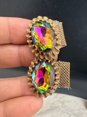 Vintage Watermelon Cufflinks Lot Rivoli Gold Tone