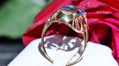 14k multi tone gold ring 4.50ct London blue topaz solitaire sz 7.5 antique 4.3gr