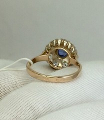 Vintage Original Rose & White Gold Sapphire (lab. made) Ring 583 14K 3.68 g.