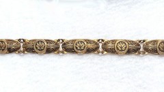 Vintage Damascene Floral Enameled Gold Tone Bracelet 7.25 inches Embossed Spain
