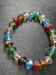 Vintage Colorful Faceted Acrylic Beaded Stretch Bracelet