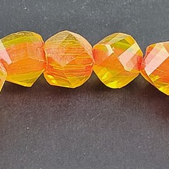 Vintage orange Yellow Faceted Art Glass Bead Bracelet 7″