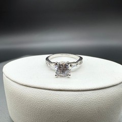 Vintage Silver Tone CZ Engagement Band Wedding Set Ornate Cocktail Ring Size 8.5