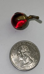 Victorian Edwardian Round Red Ruby Glass Ball Cufflink Stud Button Only 1