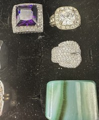 48 Vintage Rings Resellers Mixed Lot-amethyst,citrine ,CZ, Agate, 925 Silver