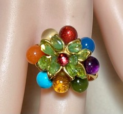 AUTHENTIC SWOBODA RING ~ADJUSTABLE~PERIDOT, MOONSTONE, AMETHYST, JADE, TURQUOISE
