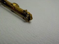 VINTAGE VICTORIAN GOLD FILLED WITH GOLD TOP TRIM BAR BROOCH PIN WITH TURQUOISE