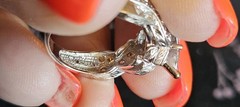 14K White Gold Marquise CZ Engagement Ring Prong Set, Accents Size 5.75