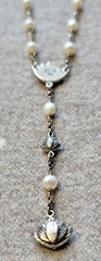 VTG JANICE GIRARDI JGD-LOTUS PEARL Y-Necklace/Rosary Style/Mala .925 Sterling