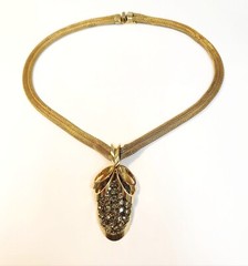 Vintage Alice Caviness Gray Rhinestone Ribbon Necklace 16.75″