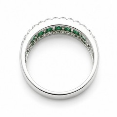 14K WHITE GOLD .55CTW EMERALD & .10CTW SI2 DIAMOND HALF BAND – SIZE 7
