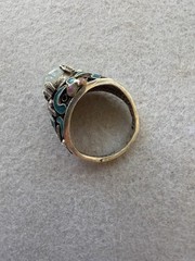 Vintage Chinese Export Sterling Silver Enamel Moonstone Ring Size 8 Marked S925