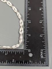 Vintage Retro White Faux Pearl Oval Bead Woven Style Necklace 26 in