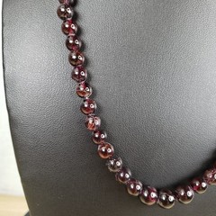 Vintage Genuine Almandine Garnet Small Bead Strand Choker Necklace Barrel Clasp
