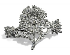 Vintage 1940s Old Hollywood Glam Pot Metal Flower Brooch