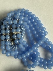VINTAGE MIRIAM HASKELL BLUE GLASS BEAD AND SEED HEART BRACELET & PIN “AS IS”