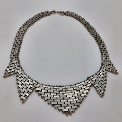 Jakob Bengel Germany Art Deco Chrome Necklace Brickwork Fashion Modernist 16.5″