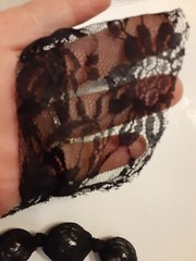 Estate Lace Faux Pearls Lanvin? Style Sash Necklace