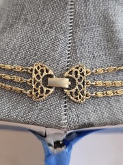 VTG 1950’S GOLDETTE NY GLASS INTAGLIO CAMEO 3 STRAND NECKLACE VICTORIAN