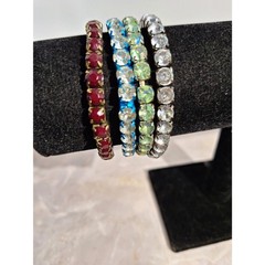 Rhinestone Stretch Bracelets Lot of 4 Colorful Crystal Bracelets Stackable