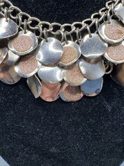 Vintage Style Statement Necklace Silver Tone Layered Disc Coin Fringe Glamorous