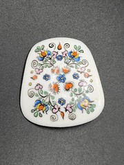 Vintage Enamel on Copper Florals and Hearts Brooch