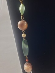 Necklace Vintage Acrylic Faux Stone Multicolor Wood Earth Tone Beads 28 inch