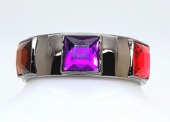 SQUARE MULTI FAUX STONE GUNMETAL TONE PLASTIC FASHION JEWELRY BANGLE BRACELETS
