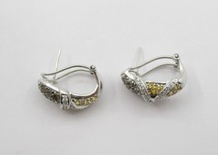 0.66CTW Yellow Sapphire 0.92CTW Diamond Earrings 14 Karat White Gold