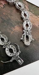 FAS STERLING SILVER 925 & CRYSTAL LINK BRACELET JEWELRY SAFETY CLASP 7.5” 🩶