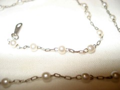 Vntg Korea Silver Tone Metal Faux Pearl Ball Link Chain 18 ¼” Jewelry Necklace