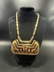Vintage 1960s Pierre Cardin Space Age Modernist Gold Tone Statement Art Necklace