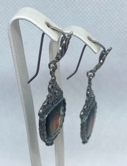 Vintage earrings. USSR porcelain. Hand painted. Enamel.Russian. Finift . 7.99 g.
