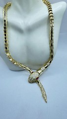 Vintage Goldenen Bronze Snake Choker Necklace