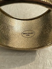 Graziano CN Bracelet Bangle Etruscan Revival Gold 2” Wide Hinged Clamper