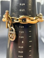 Michael Kors Gold Tone & Light Resin Chain Link T-Bar Bracelet 7”